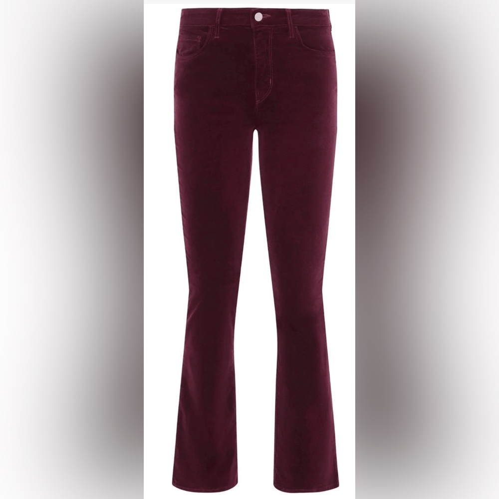 L'AGENCE Stevie Velvet Jeans In Dark Port | size: 34 | red velvet